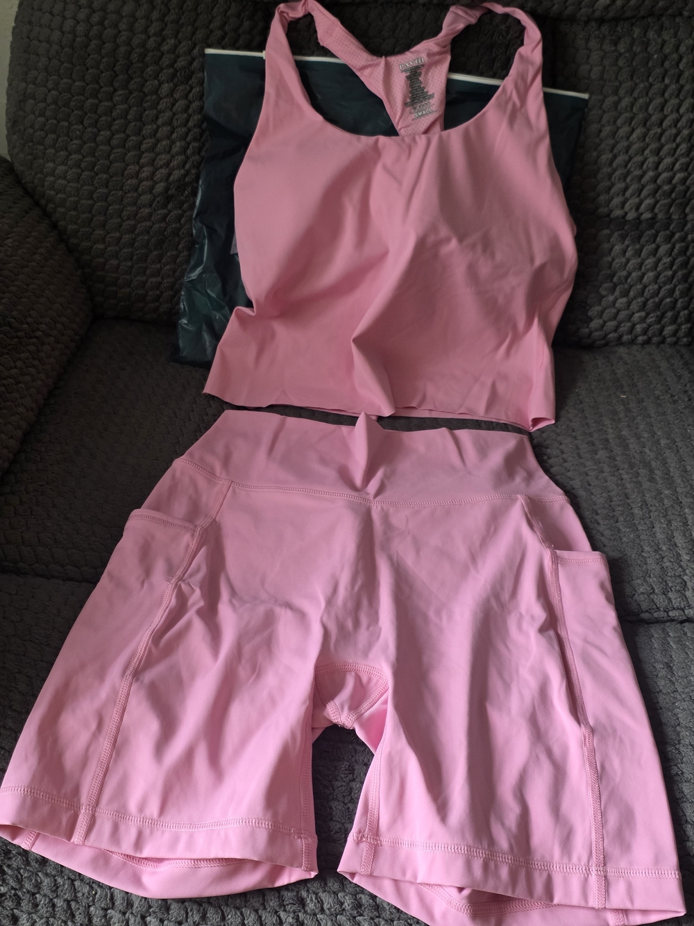 YWomen's Pink Active Tank and High-Rise Bike Shorts Set New